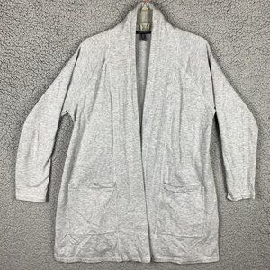 Eileen Fisher Cardigan Sweater Gray XS Open Long Modal‎ Elastane Tre Petite